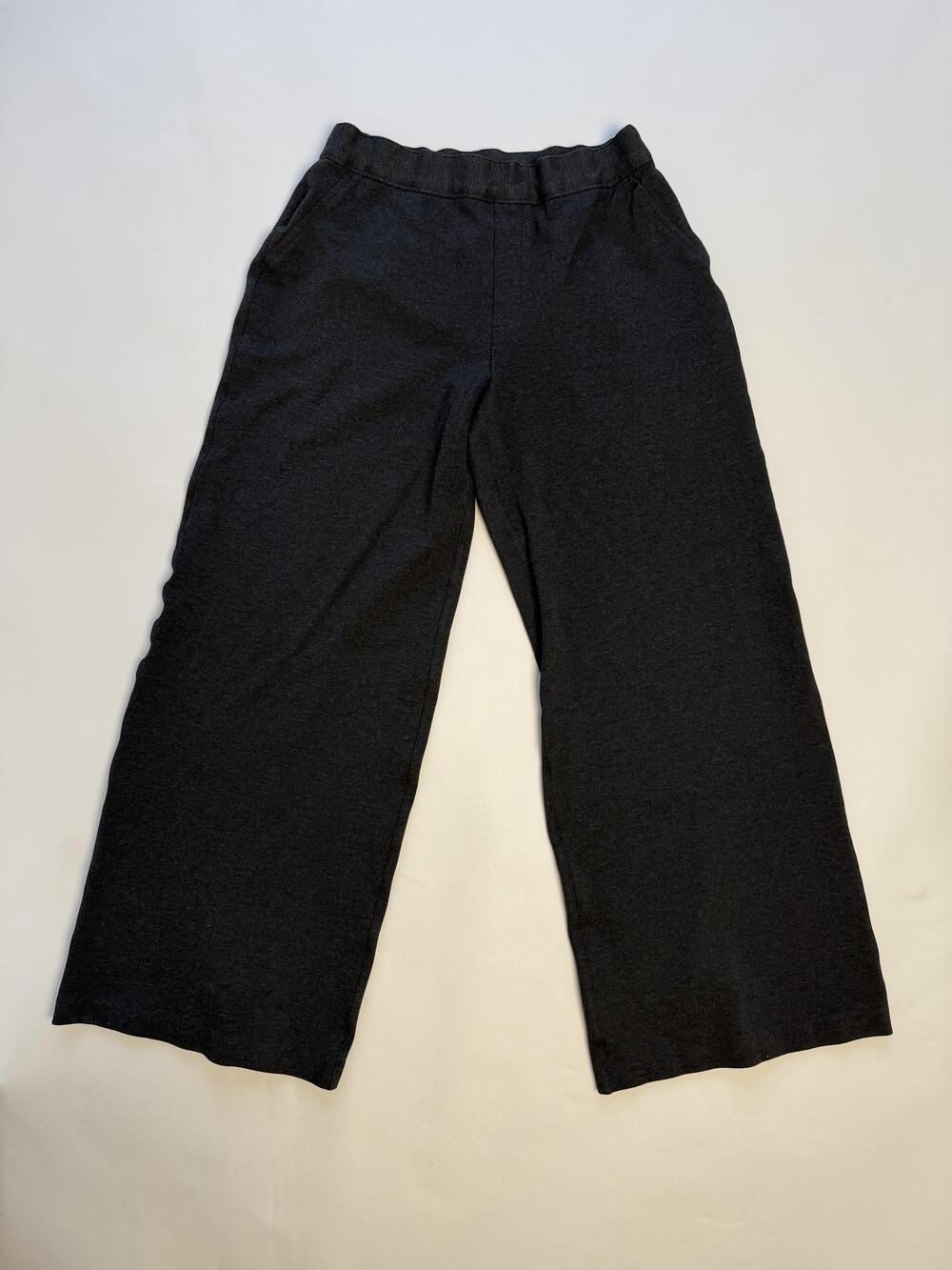 Spanx Pants Womens Medium Gray Ponte Wide Leg Pull-On Waist Shaping Lined Dress